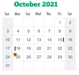 District School Academic Calendar for Christen Middle School for October 2021