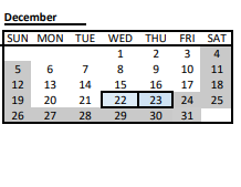 District School Academic Calendar for Wakarusa Valley Elem for December 2021