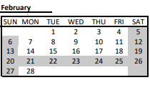 District School Academic Calendar for James F Leonard for February 2022
