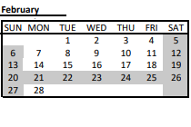 District School Academic Calendar for Emily G Wetherbee for February 2022