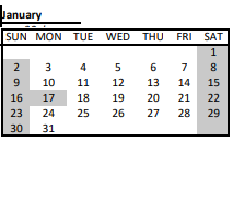 District School Academic Calendar for James F Hennessey for January 2022