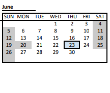 District School Academic Calendar for Cordley Elem for June 2022