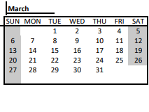 District School Academic Calendar for James F Hennessey for March 2022