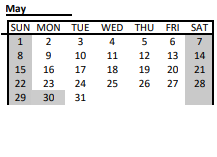 District School Academic Calendar for Wakarusa Valley Elem for May 2022