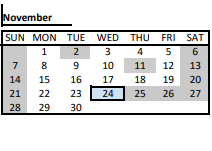 District School Academic Calendar for John Breen School for November 2021