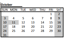 District School Academic Calendar for Henry K Oliver for October 2021