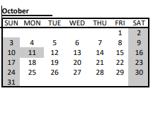 District School Academic Calendar for Cordley Elem for October 2021