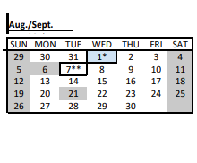 District School Academic Calendar for James F Leonard for September 2021