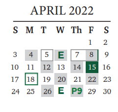 District School Academic Calendar for Cedar Park High School for April 2022