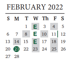 District School Academic Calendar for Cedar Park High School for February 2022