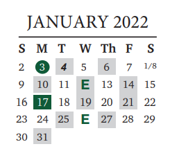District School Academic Calendar for Cedar Park High School for January 2022