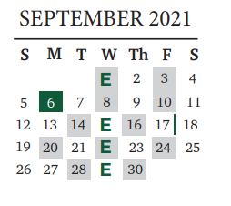 District School Academic Calendar for Cedar Park High School for September 2021