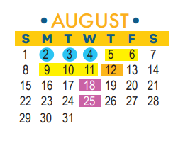 District School Academic Calendar for Parkside Elementary School for August 2021