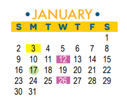 District School Academic Calendar for Running Brushy Middle School for January 2022