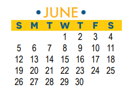 District School Academic Calendar for Bush Elementary School for June 2022