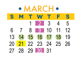 District School Academic Calendar for Cypress Elementary School for March 2022