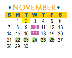 District School Academic Calendar for Christine Camacho Elementary for November 2021