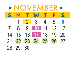 District School Academic Calendar for Westside Elementary for November 2021