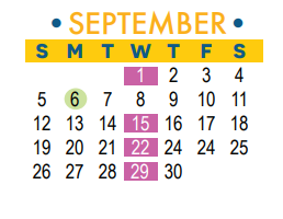 District School Academic Calendar for Stiles Middle School for September 2021