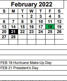 District School Academic Calendar for Dunbar Community School for February 2022