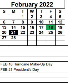 District School Academic Calendar for Trafalgar Middle School for February 2022