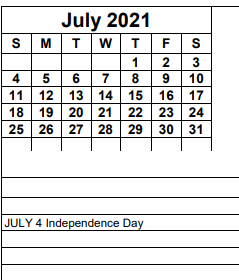 District School Academic Calendar for Cypress Lake High School for July 2021