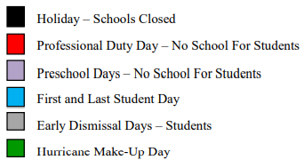 District School Academic Calendar Legend for Heights Elementary School