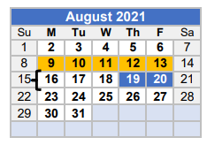 District School Academic Calendar for Leon Elementary for August 2021