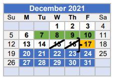 District School Academic Calendar for Leon Elementary for December 2021