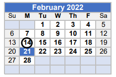District School Academic Calendar for Leon Junior High for February 2022