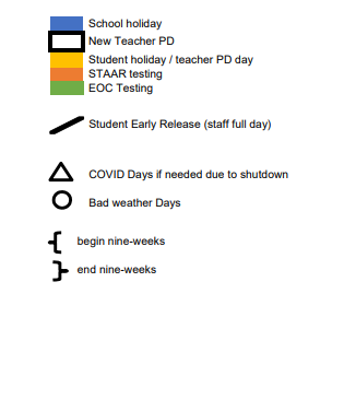 District School Academic Calendar Legend for Leon Elementary