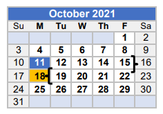 District School Academic Calendar for Leon Elementary for October 2021