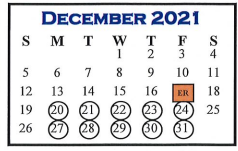 District School Academic Calendar for Leonard Elementary for December 2021