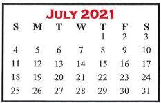 District School Academic Calendar for Leonard High School for July 2021