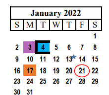 District School Academic Calendar for Capitol Int for January 2022