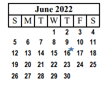District School Academic Calendar for South El for June 2022