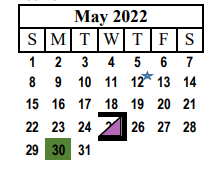 District School Academic Calendar for Levelland Academic Beginning Cente for May 2022