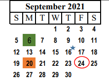 District School Academic Calendar for South El for September 2021