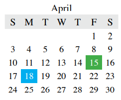 District School Academic Calendar for Clayton Downing Middle School for April 2022