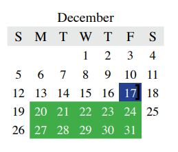 District School Academic Calendar for Bluebonnet Elementary for December 2021