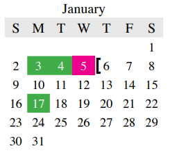 District School Academic Calendar for Polser Elementary for January 2022