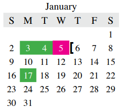 District School Academic Calendar for Arbor Creek Middle for January 2022