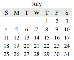District School Academic Calendar for Delay Middle School for July 2021