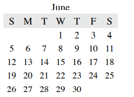 District School Academic Calendar for Camey Elementary for June 2022