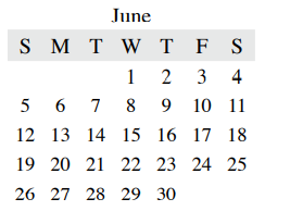 District School Academic Calendar for Middle School #15 for June 2022