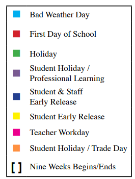 District School Academic Calendar Legend for Coyote Ridge Elementary