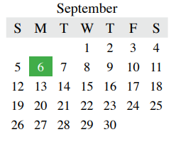 District School Academic Calendar for Lamar Middle for September 2021