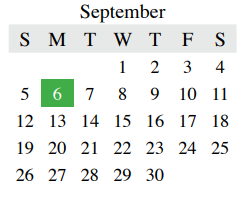 District School Academic Calendar for Griffin Middle for September 2021