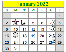 District School Academic Calendar for Lexington Elementary School for January 2022