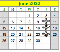 District School Academic Calendar for Lexington Elementary School for June 2022